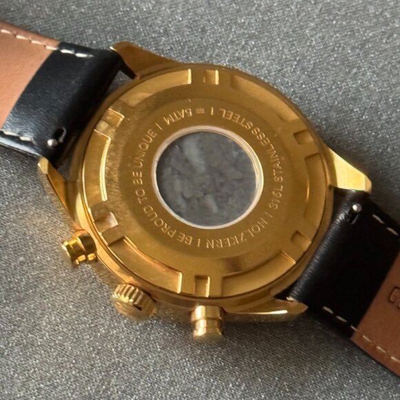 Men's Holzkern Chronograph Watch – Gold with Marble Dial - Picture 5 of 6